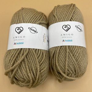 Lot Of 2 skeins Hobbii Amigo Chucky Yarn - Color 04 Beige  Acrylic Bulky 5